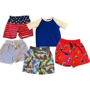 Boys Swim Lot Size 3T Cat &‎ Jack Wonder Old Navy Trunks Rashguard Preowned